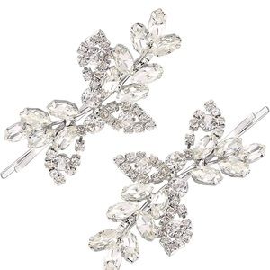 Rhinestone Bridal Hair Clips Leaf Bridal (2)